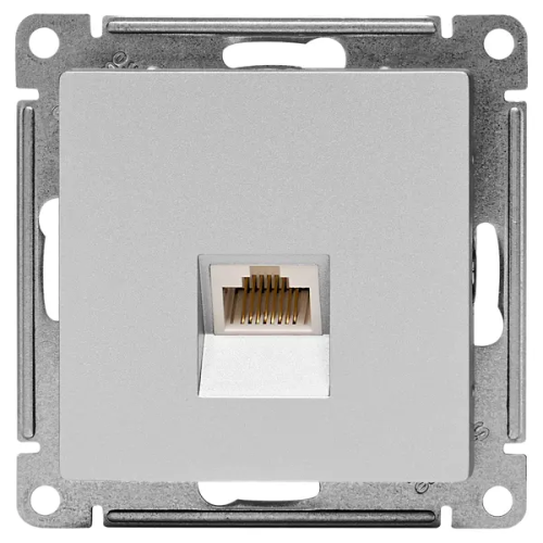 Розетка компьютерная RJ45 встраиваемая Systeme Electric AtlasDesign без заземления цвет алюминий ATN000383