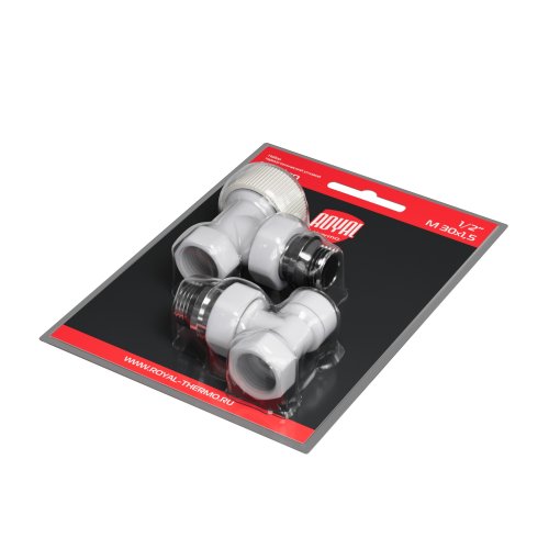 Набор термостатический угловой Royal Thermo Design 1/2М30х1,5 (Белый)