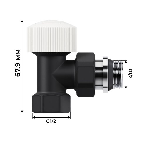Набор термостатический угловой Royal Thermo Design 1/2М30х1,5 (Черный)