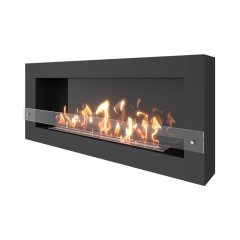 Биокамин SteelHeat WALL GRAND 1500 черный (Стекло + Стемалит)
