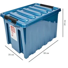 Контейнер Rox Box 58x39x35 см 70 л пластик с крышкой и роликами цвет синий