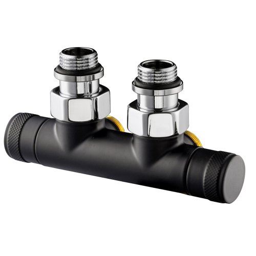 Узел угловой SR Rubinetterie Tondera 50 мм, запорный 1/2"х3/4" Е, цвет черный