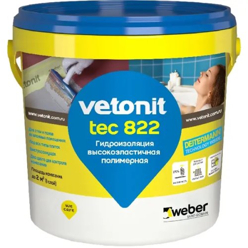 Мастика гидроизоляционная Vetonit тек 822 цвет серый 1.2 кг