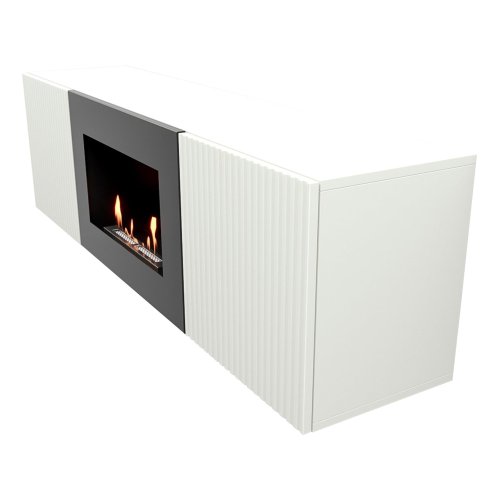 Каминокомплект: Тумба с биокамином Firelight BFP/P-1400L белая+набор керамических дров сосна
