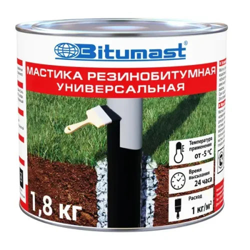 Мастика гидроизоляционная Bitumast резинобитумная универсальная 1.8 кг