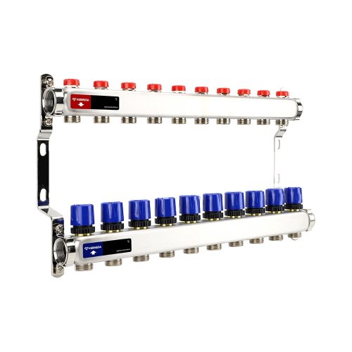 Группа коллекторная для отопления VARMEGA VM15510 ВР 1, на 10 контуров 3/4 EK, нерж. сталь