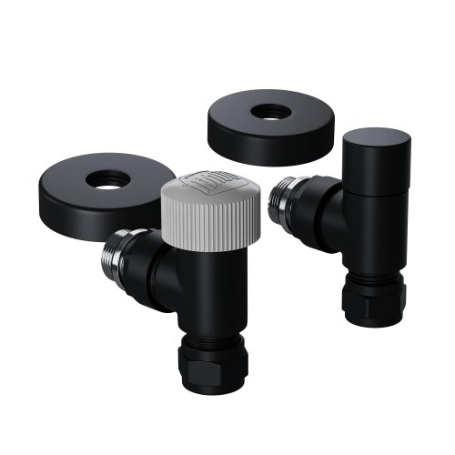 Набор термостатический угловой Royal Thermo Design Pro 15мм М30х1,5 (Черный)
