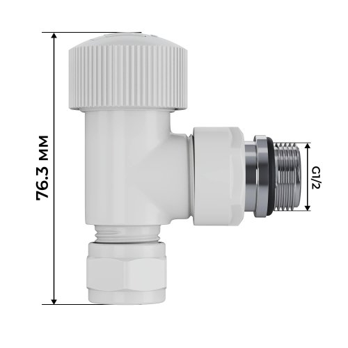 Набор термостатический угловой Royal Thermo Design Pro 15мм М30х1,5 (Белый)