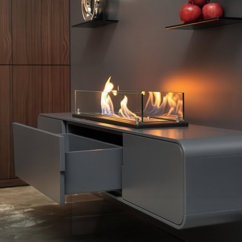 Биокамин встраиваемый в тумбу Steelheat Stand 1300 белый